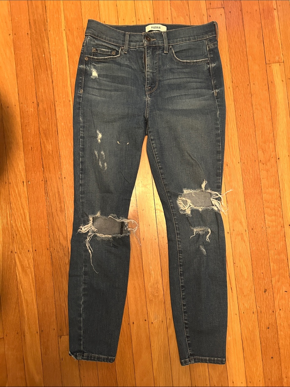 pistola Dark Wash Distressed Skinny Jeans